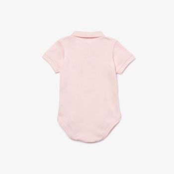 Lacoste Baby Organic Cotton Piqué Bodysuit In Recycled Cardboard Box Set - Tričko Dětské Světle Růžo